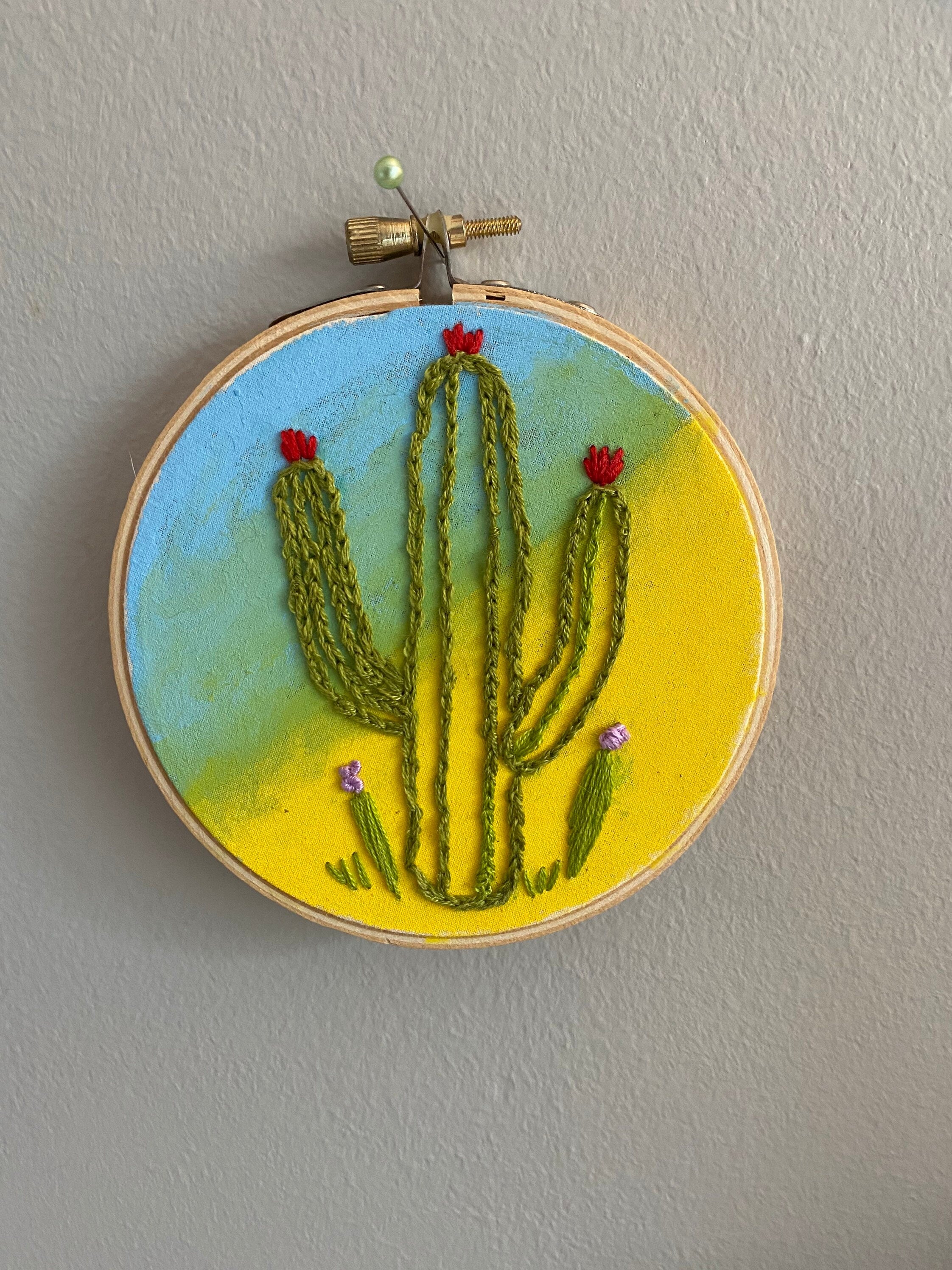Ombré Tie-Dye Cactus Embroidery