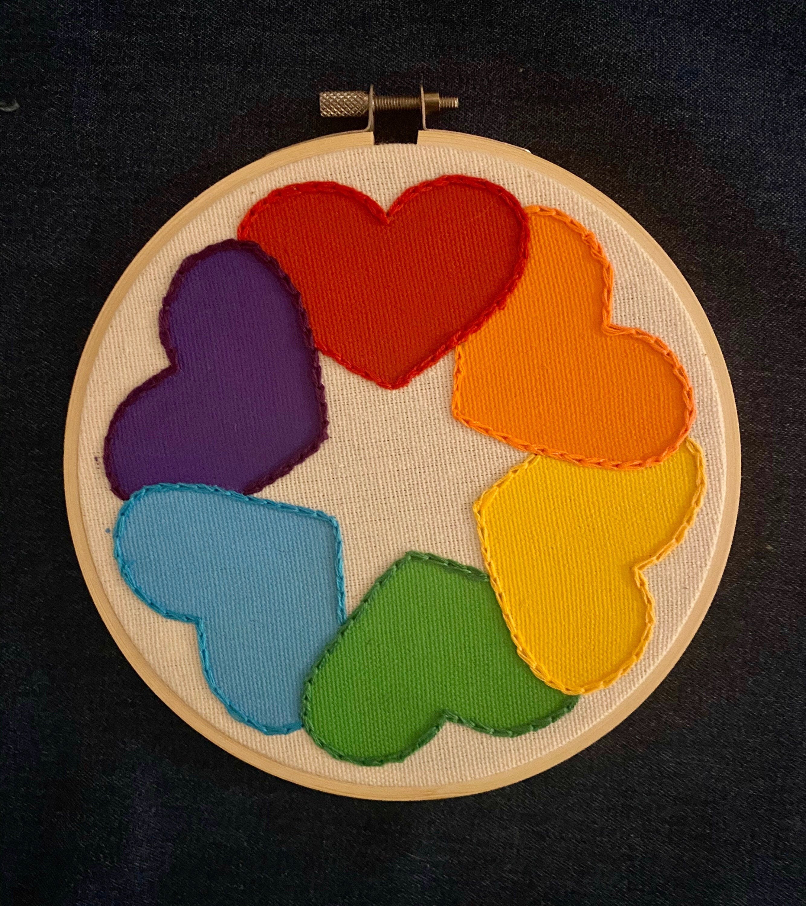 Rainbow Hearts Embroidery