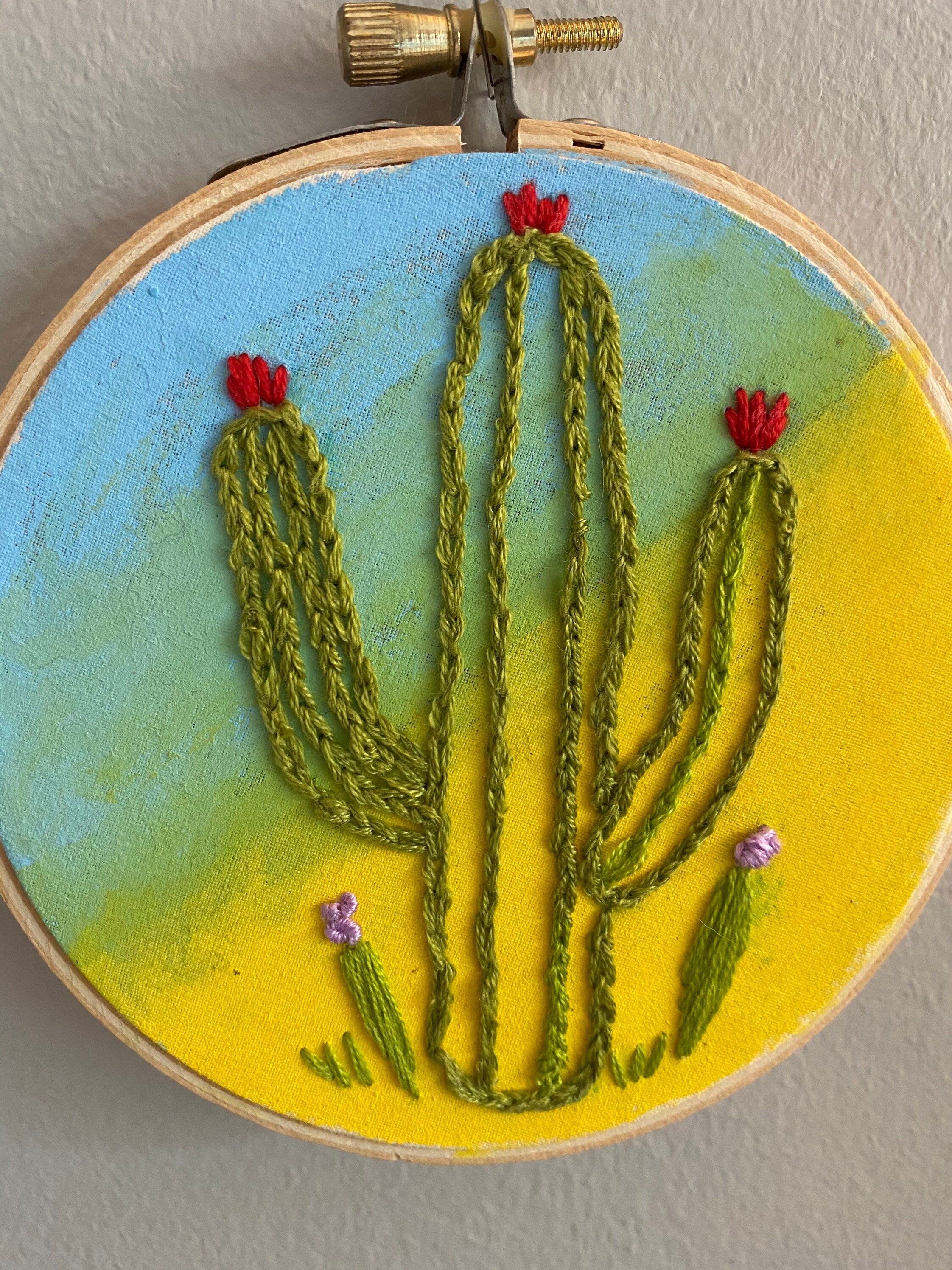Ombré Tie-Dye Cactus Embroidery