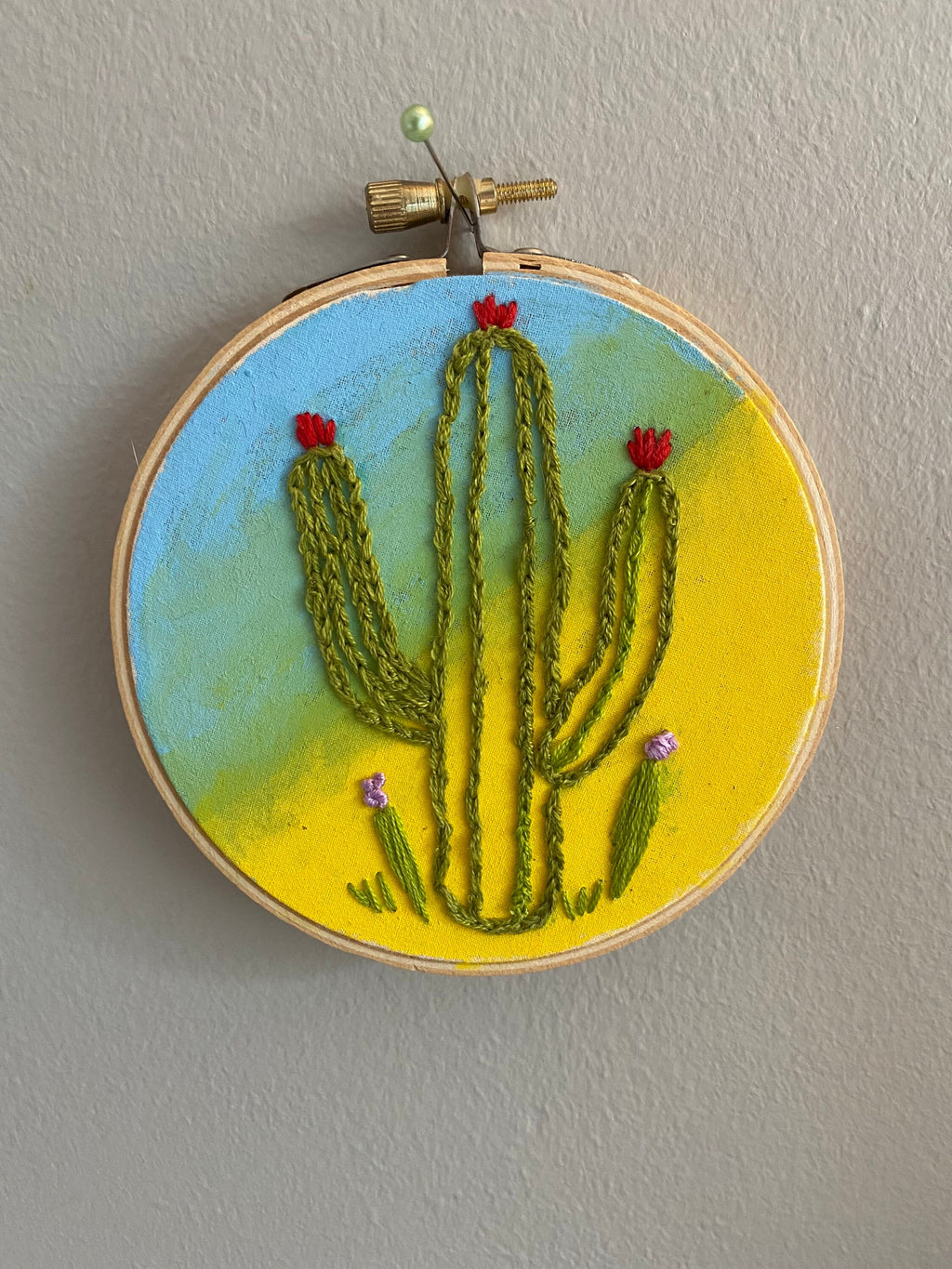 Ombré Tie-Dye Cactus Embroidery