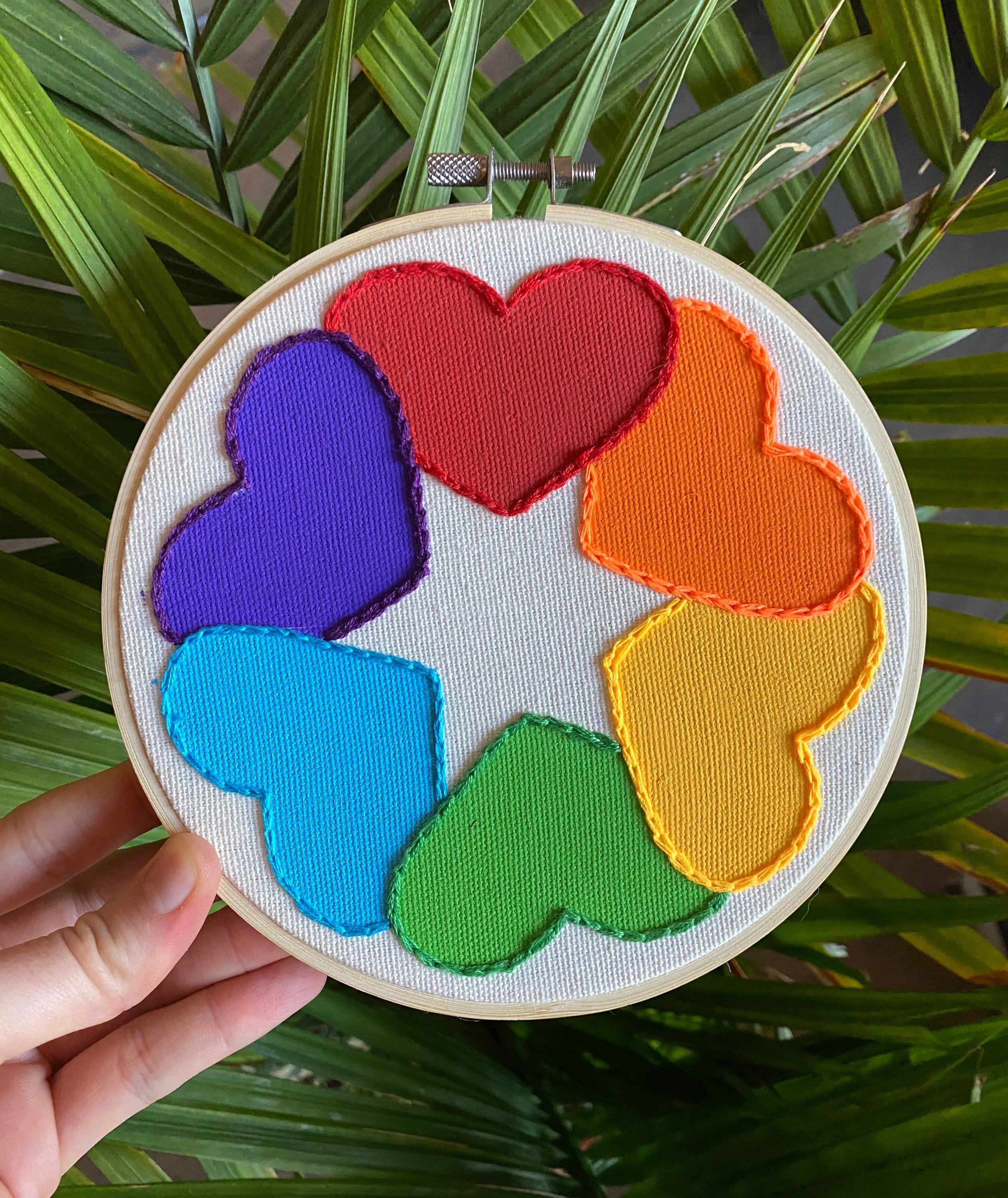 Rainbow Hearts Embroidery